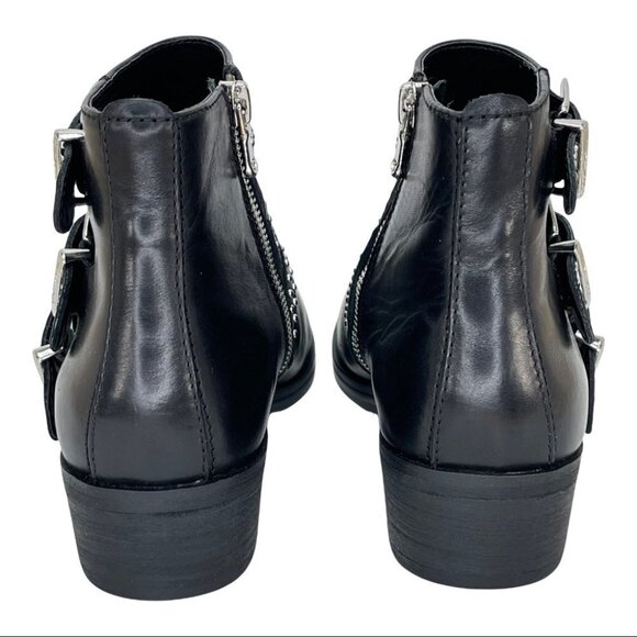 Aqua Blane Black Leather Womens Ankle Boots Size 7.5M - Picture 6 of 12